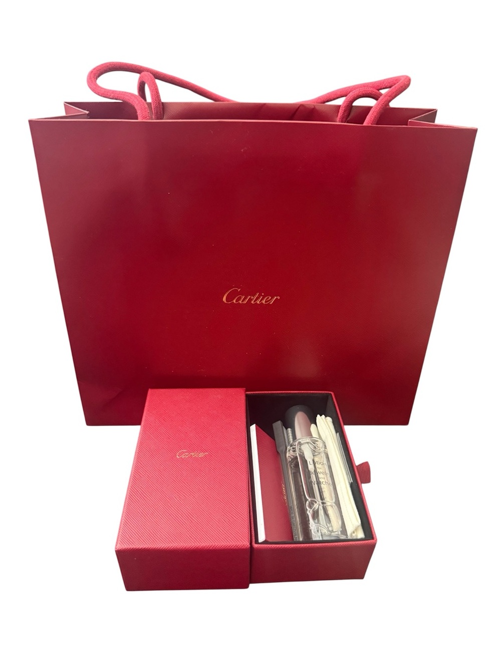 Cartier Red Gift Bag & Jewelry/Watch Cleaning Kit
